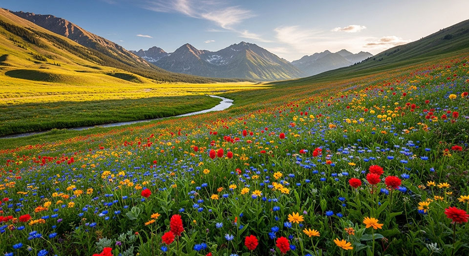 Wildflowers in mountain meadow